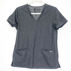 FIGS Technical Collection Casma 3-Pocket Scrub Top GPT Grey XS